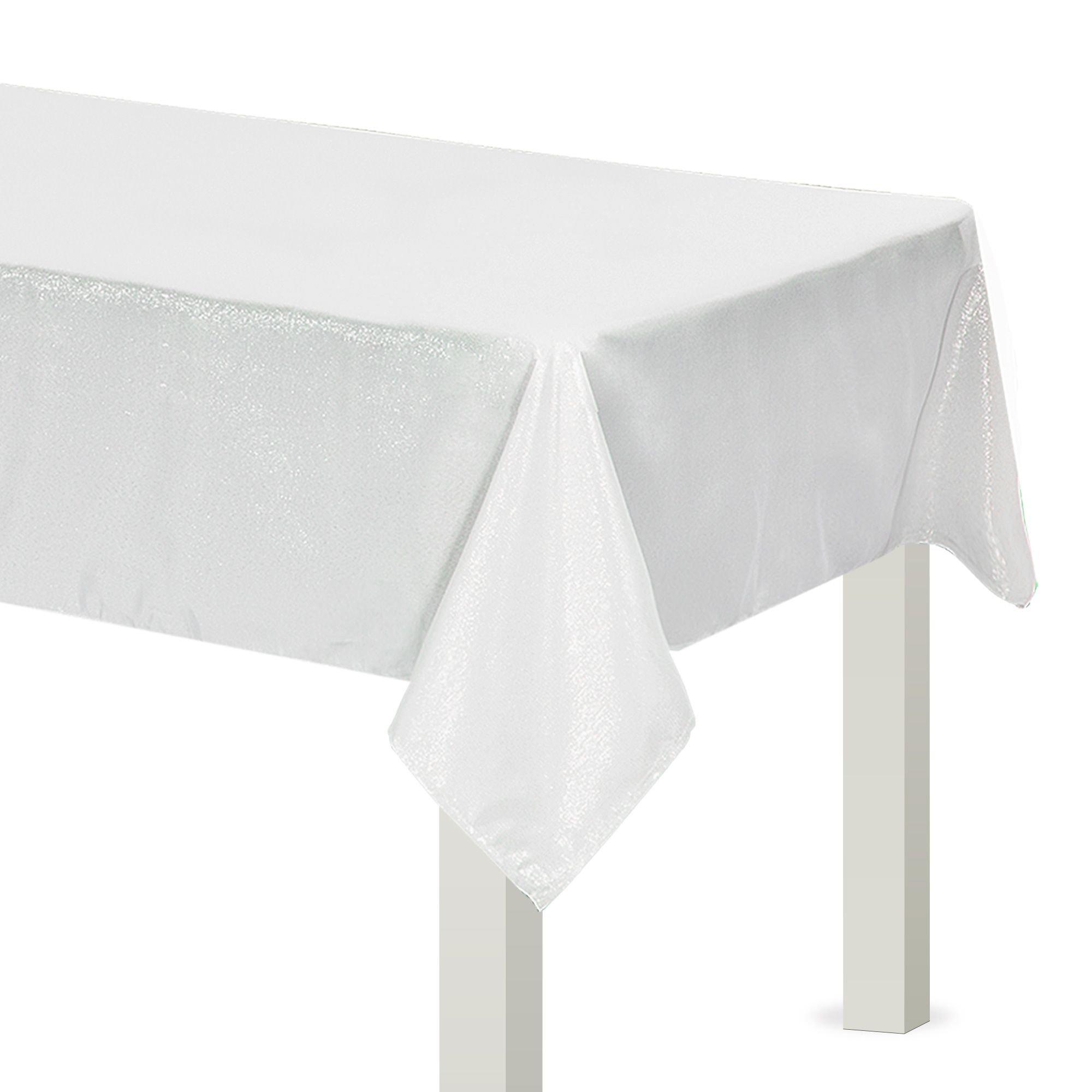 White fabric outlet tablecloth